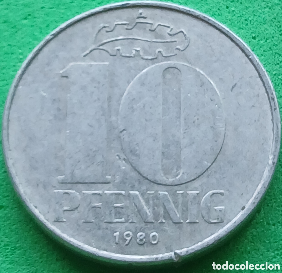 Monedas antiguas de Europa: Alemania Oriental 10 pfennig 1980 km#10