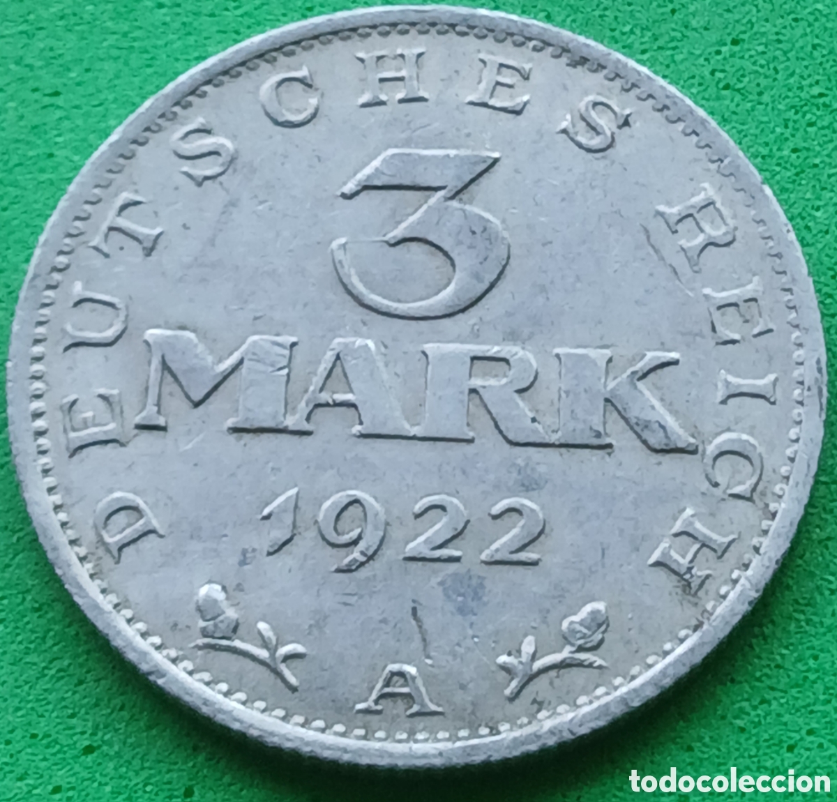 Monedas antiguas de Europa: Alemania Rep&uacute;blica de Weimar 3 marcos 1922 A km#28