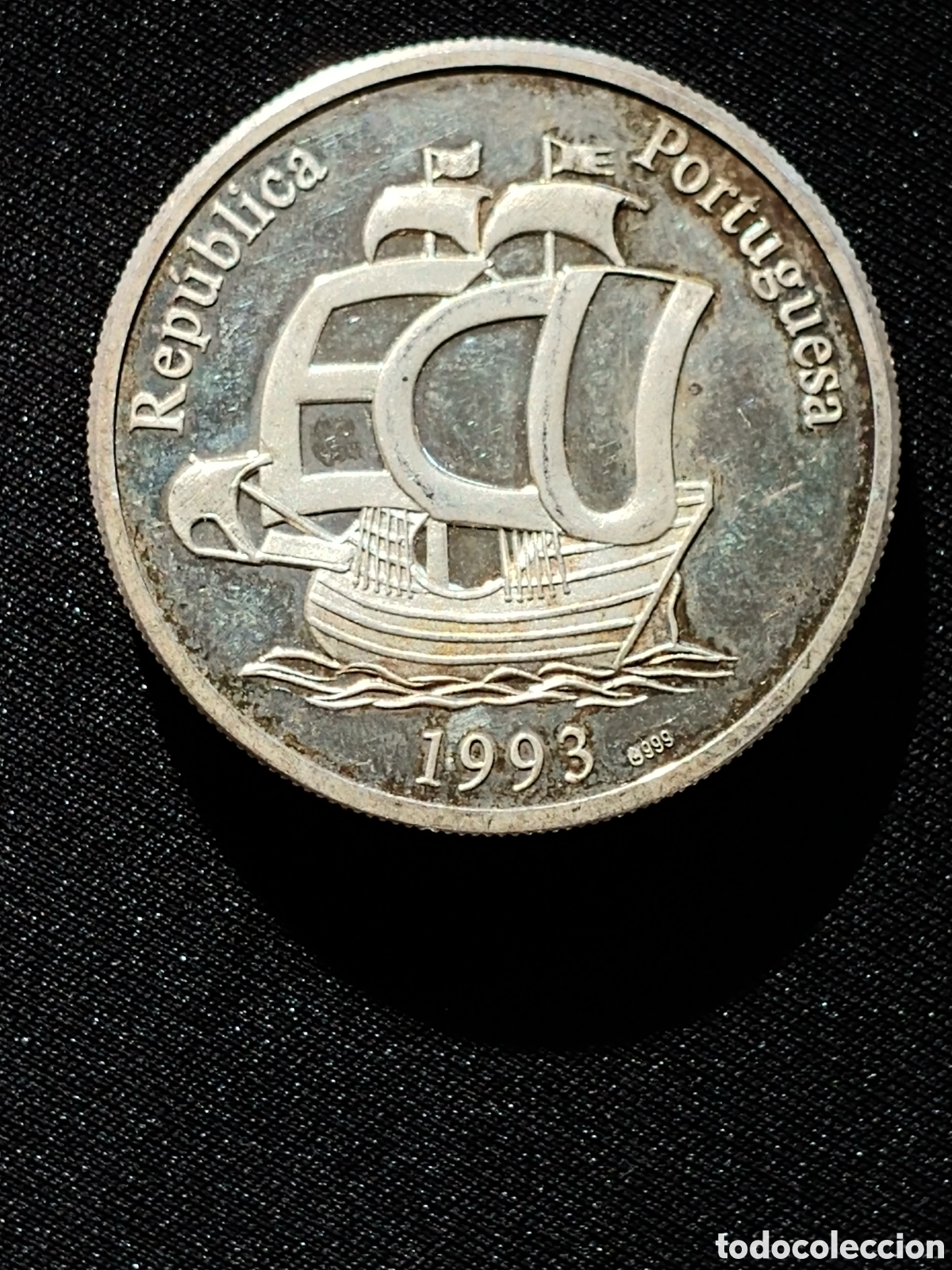 Monedas antiguas de Europa: Portugal, &rdquo;Vasco da Gama&rdquo;, 1 Ecu 1993, Ag .999 mls., Proof