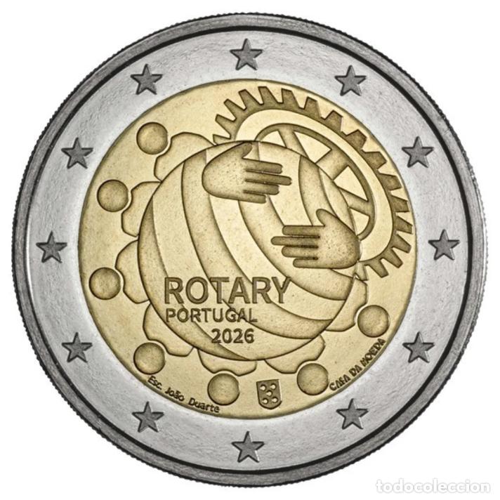Monedas antiguas de Europa: 2 euros Portugal 2026 &ndash; Centenario de la Fundaci&oacute;n Rotaria en Portugal