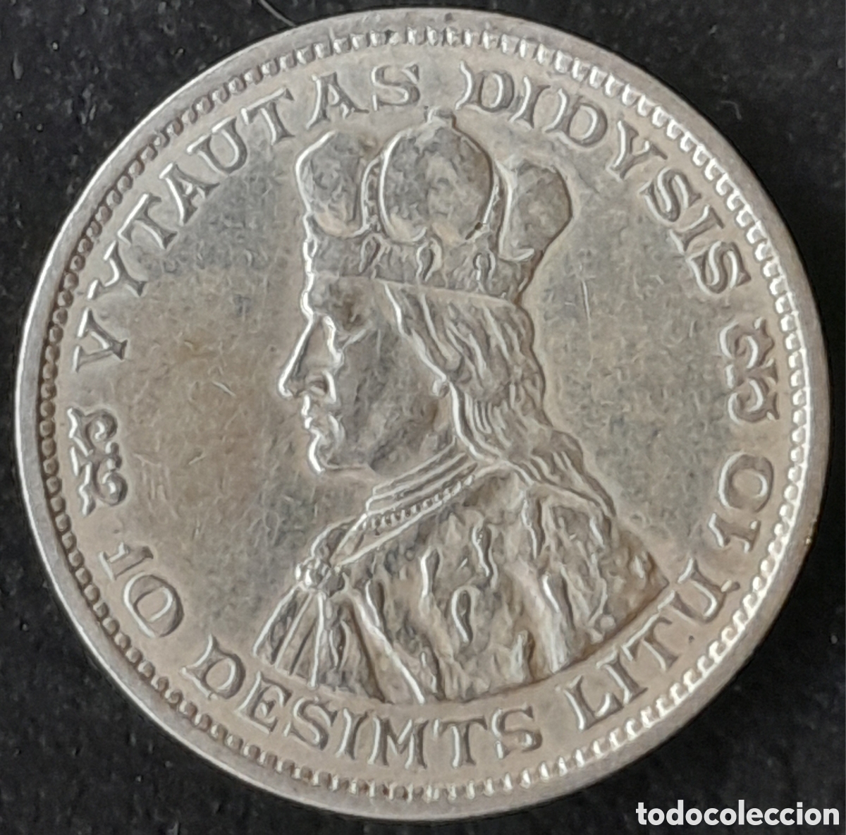 Monedas antiguas de Europa: Lituania 1936, moneda de plata10 litu ( litas ) ,Vytautas el Grande