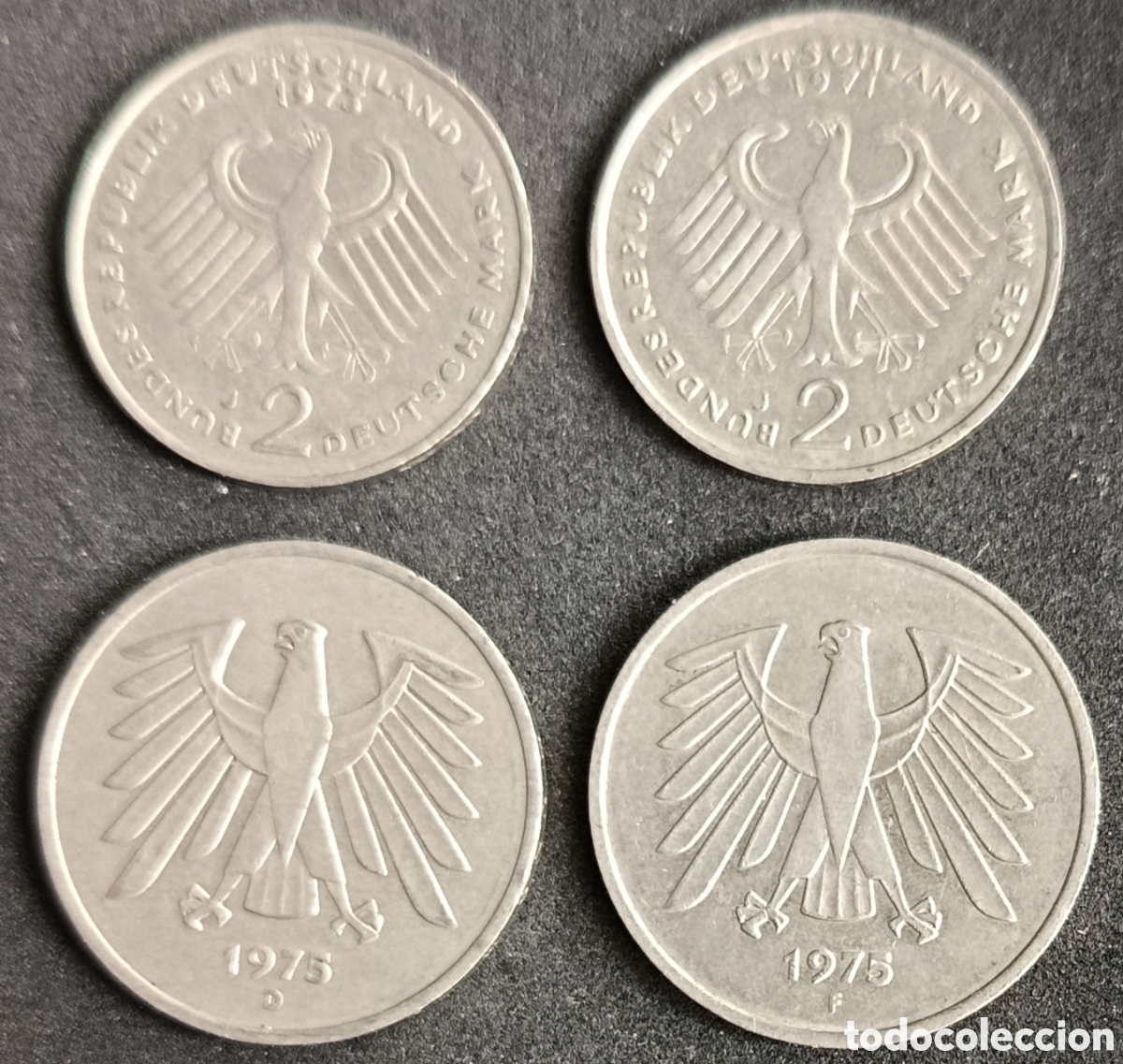 Monedas antiguas de Europa: lote 4 monedas 2 deutsche mark y 5 marcos alemania