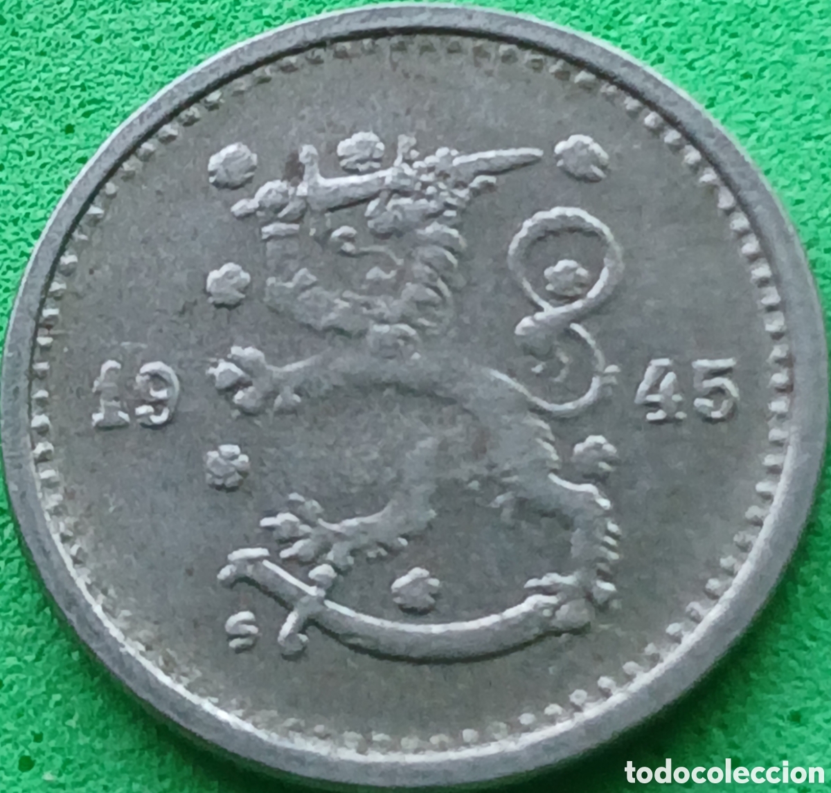Monedas antiguas de Europa: Finlandia 50 pennia 1945 km#26b exceso de metal en el reverso