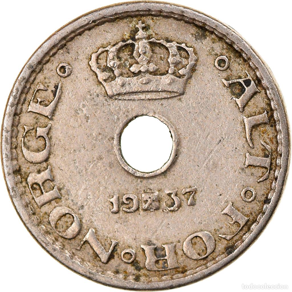 Monedas antiguas de Europa: [#798906] Moneda, Noruega, Haakon VII, 10 &Ouml;re, 1937, MBC, Cobre - n&iacute;quel, KM:383
