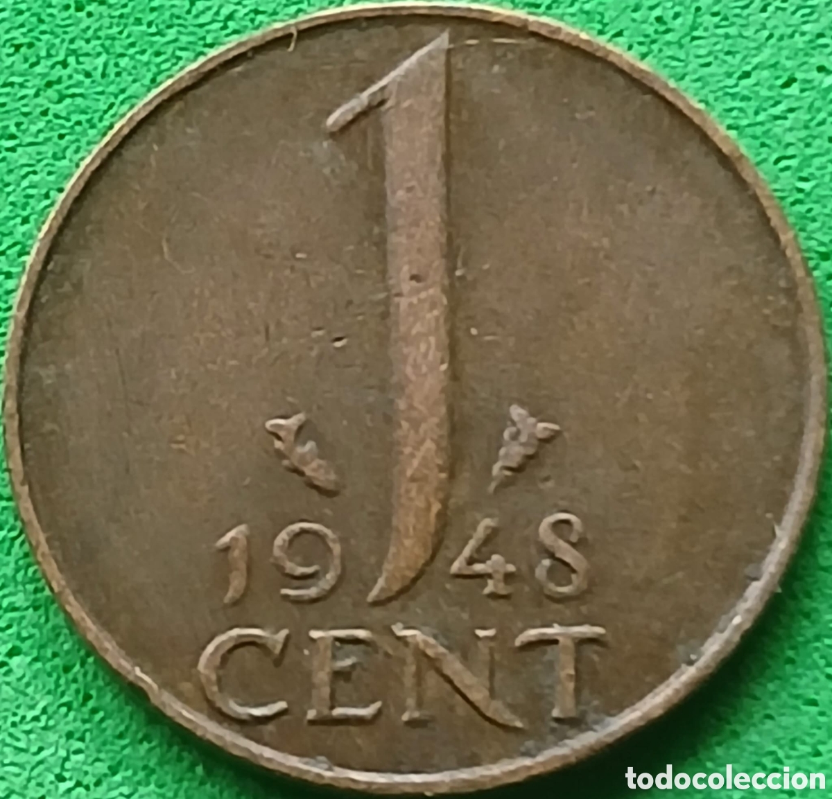 Moedas antigas da Europa: Pa&iacute;ses Bajos 1 cent 1948 km#175