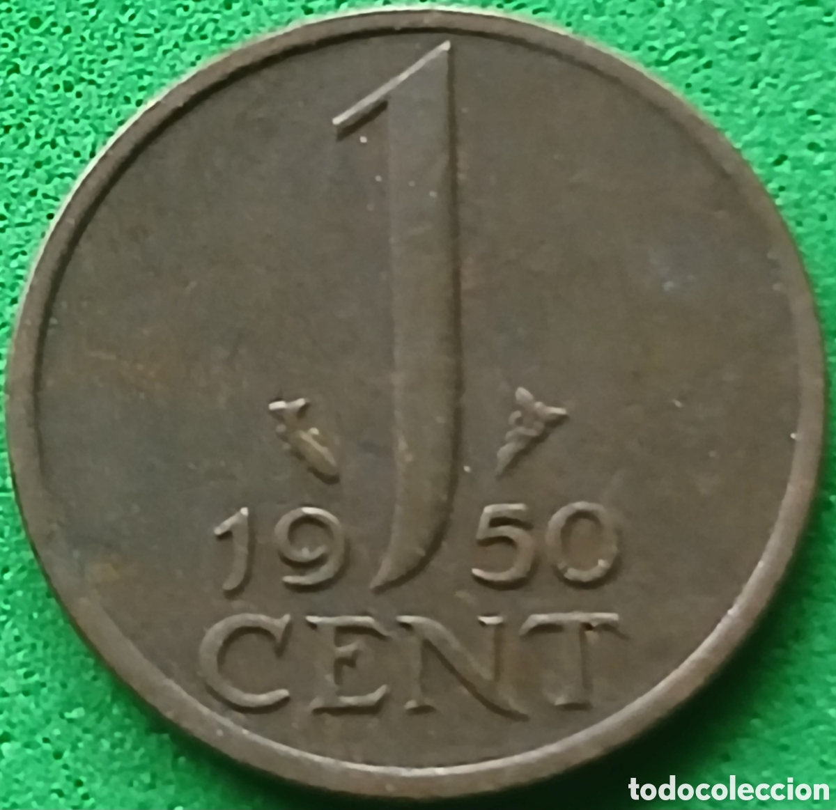 Moedas antigas da Europa: Pa&iacute;ses Bajos 1 cent 1950 km#180