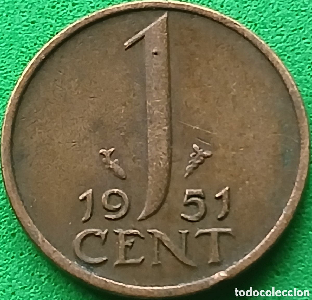 Moedas antigas da Europa: Pa&iacute;ses Bajos 1 cent 1951 km#180
