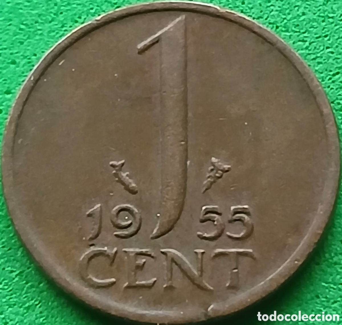 Moedas antigas da Europa: Pa&iacute;ses Bajos 1 cent 1955 km#180