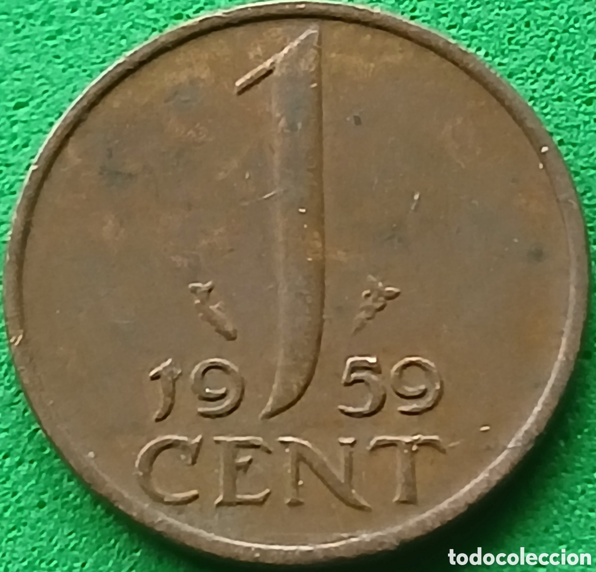 Moedas antigas da Europa: Pa&iacute;ses Bajos 1 cent 1959 km#180