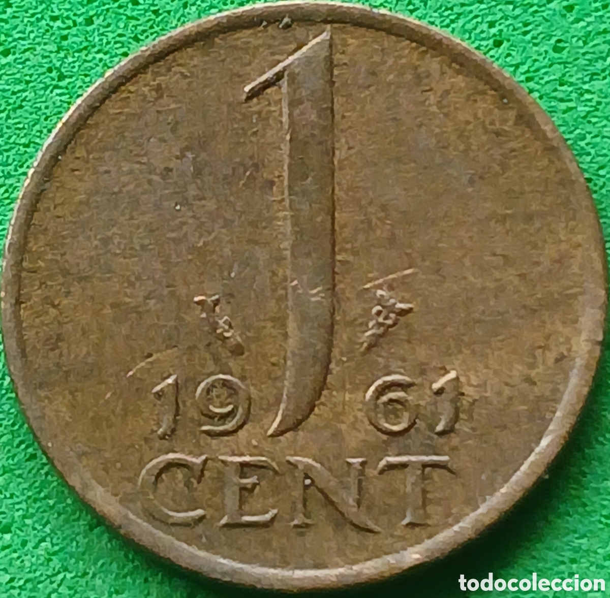 Moedas antigas da Europa: Pa&iacute;ses Bajos 1 cent 1961 km#180