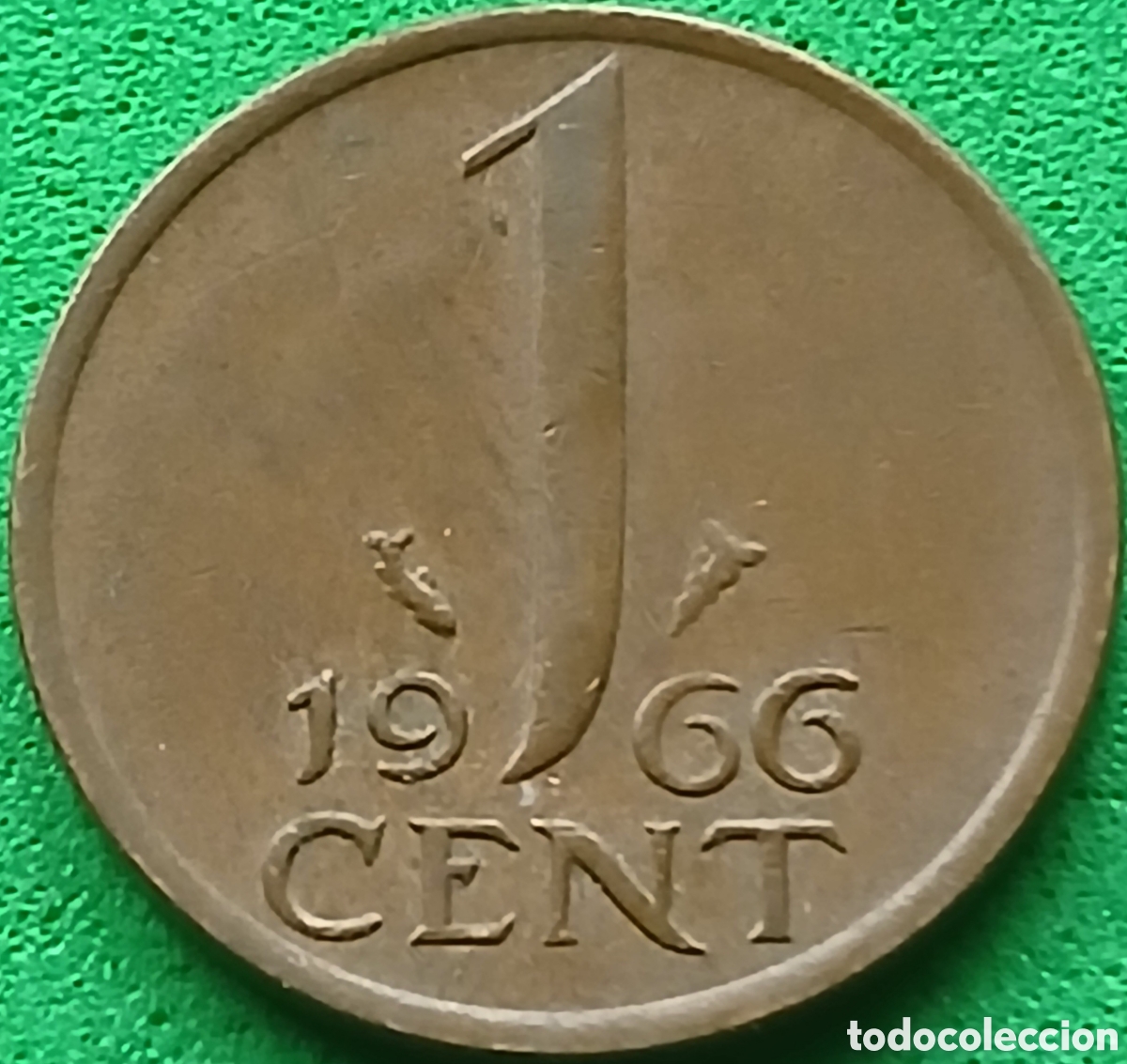 Moedas antigas da Europa: Pa&iacute;ses Bajos 1 cent 1966 km#180