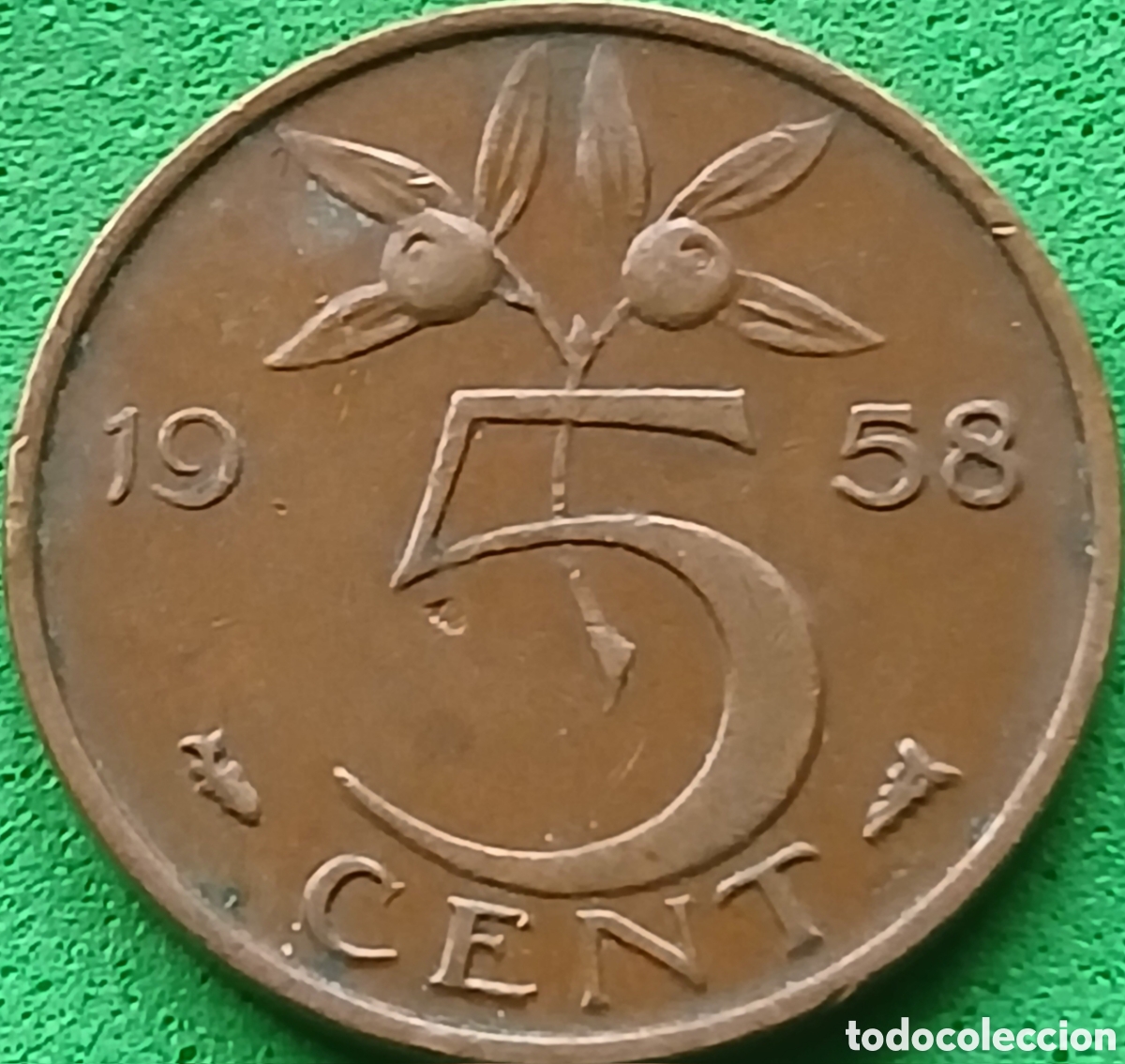 Monedas antiguas de Europa: Pa&iacute;ses Bajos 5 cent 1958 km#181