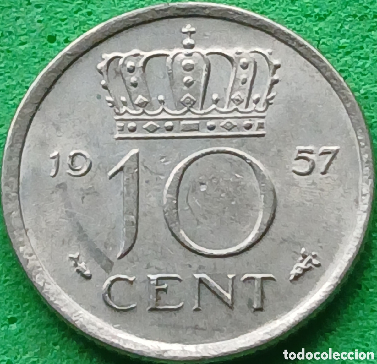 Monedas antiguas de Europa: Pa&iacute;ses Bajos 10 cent 1957 km#182