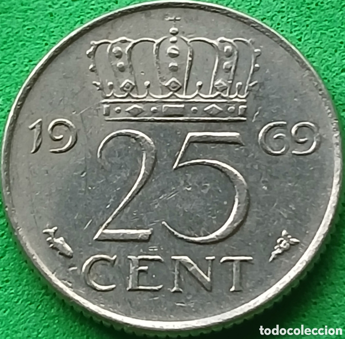 Monedas antiguas de Europa: Pa&iacute;ses Bajos 25 cent 1969 km#183 ceca &rdquo;pez&rdquo;