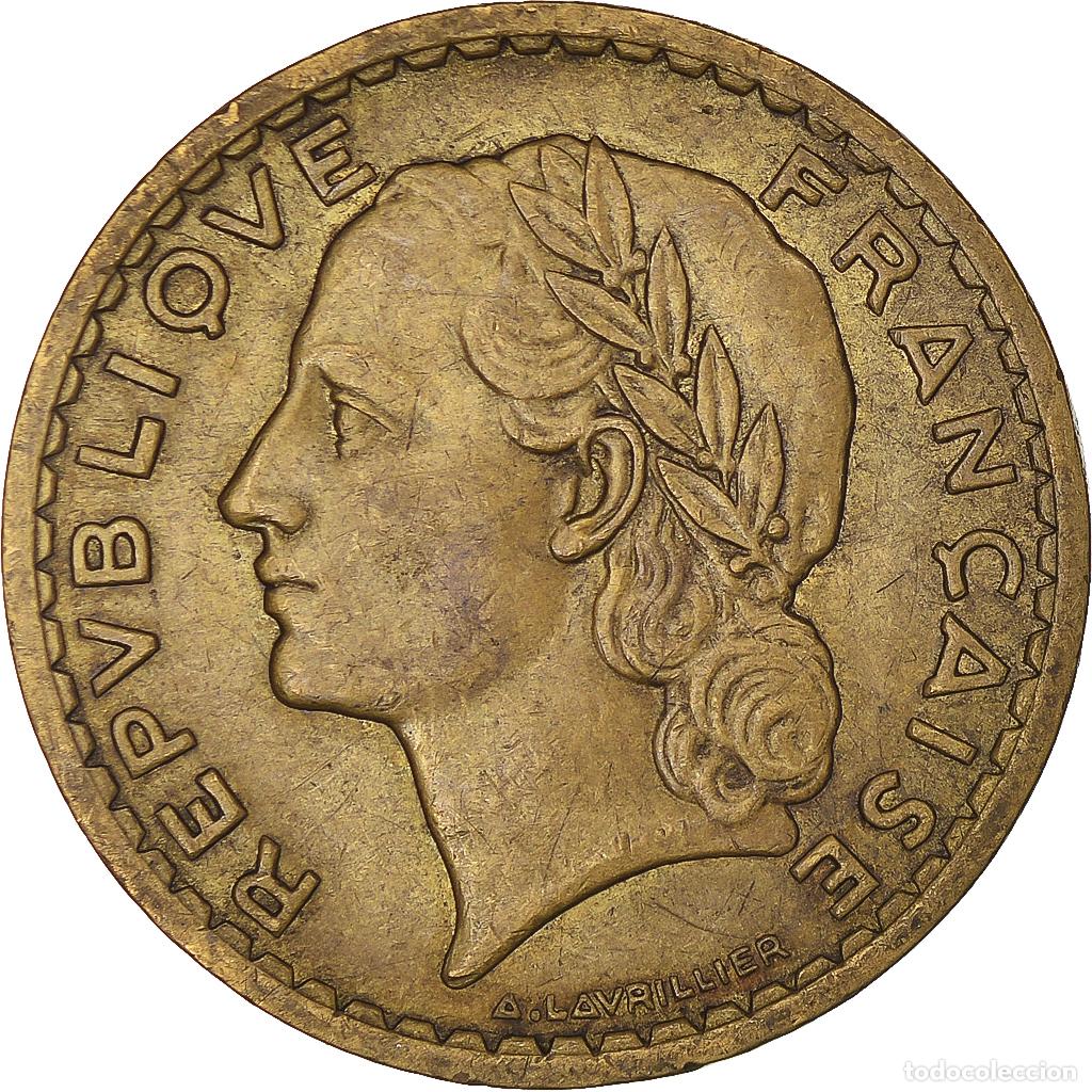 Monedas antiguas de Europa: [#224023] Moneda, Francia, Lavrillier, 5 Francs, 1945, Castelsarrasin, BC+, Aluminio -