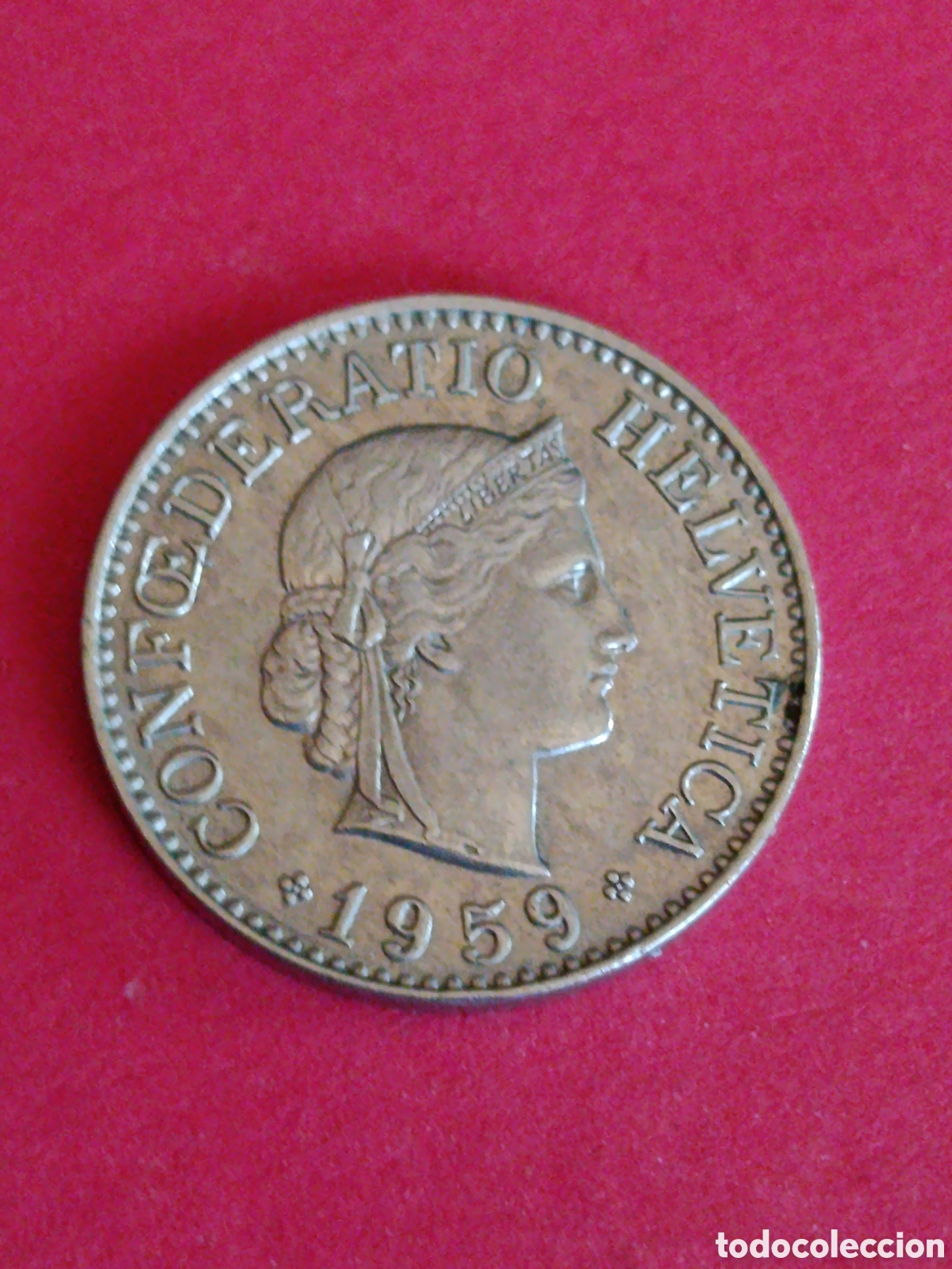 Monedas antiguas de Europa: SUIZA. 10 RAPPEN DE 1959. MBC.