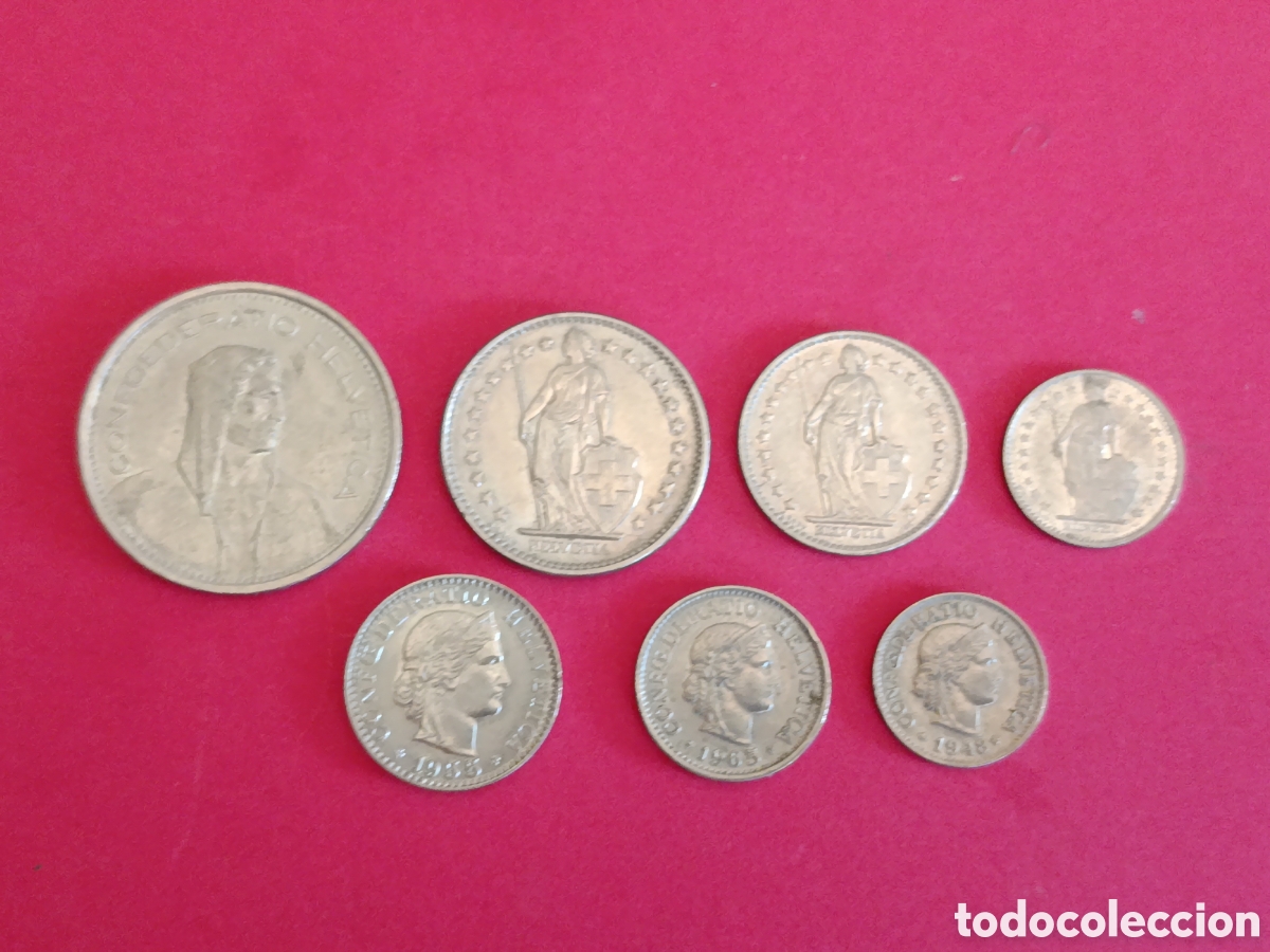 Monedas antiguas de Europa: SUIZA. SET DE 7 MONEDAS.