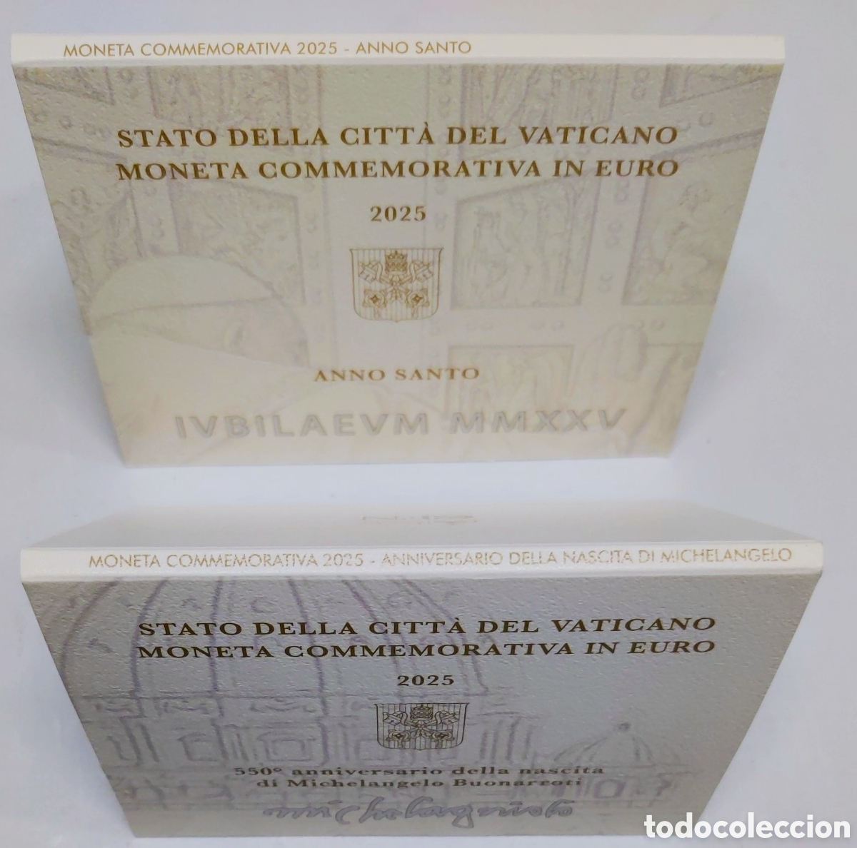 Monedas antiguas de Europa: 2 x 2 euros conmemorativos del Vaticano 2025 en 2 carteras