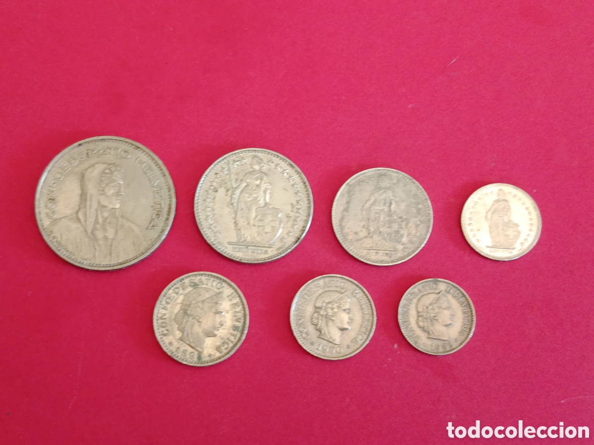 Monedas antiguas de Europa: SUIZA. SET DE 7 MONEDAS.