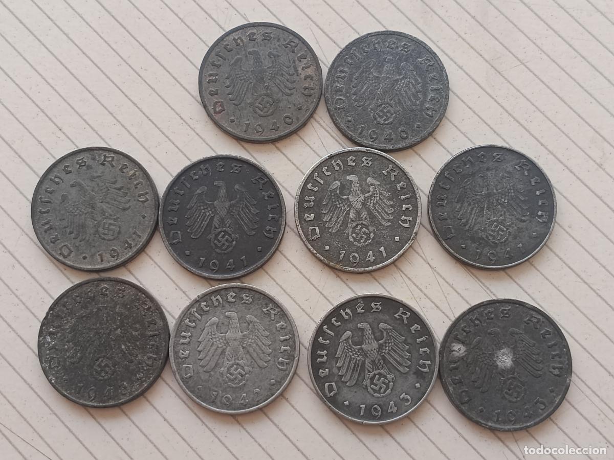 Monedas antiguas de Europa: Alemania nazi. 10 monedas diferentes de 10 reichspfennig, CECAS DIFERENTES