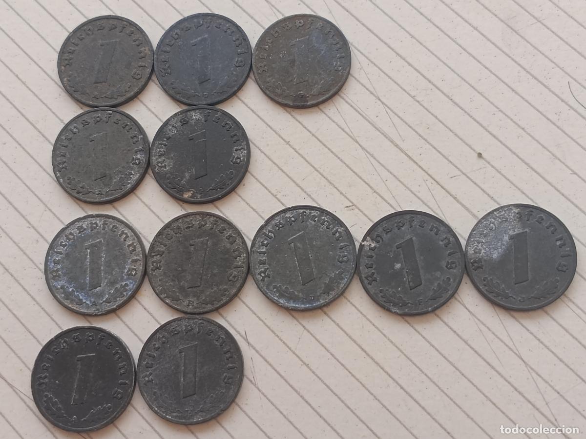 Monedas antiguas de Europa: Alemania nazi. 12 monedas diferentes de 1 reichspfennig, CECAS DIFERENTES