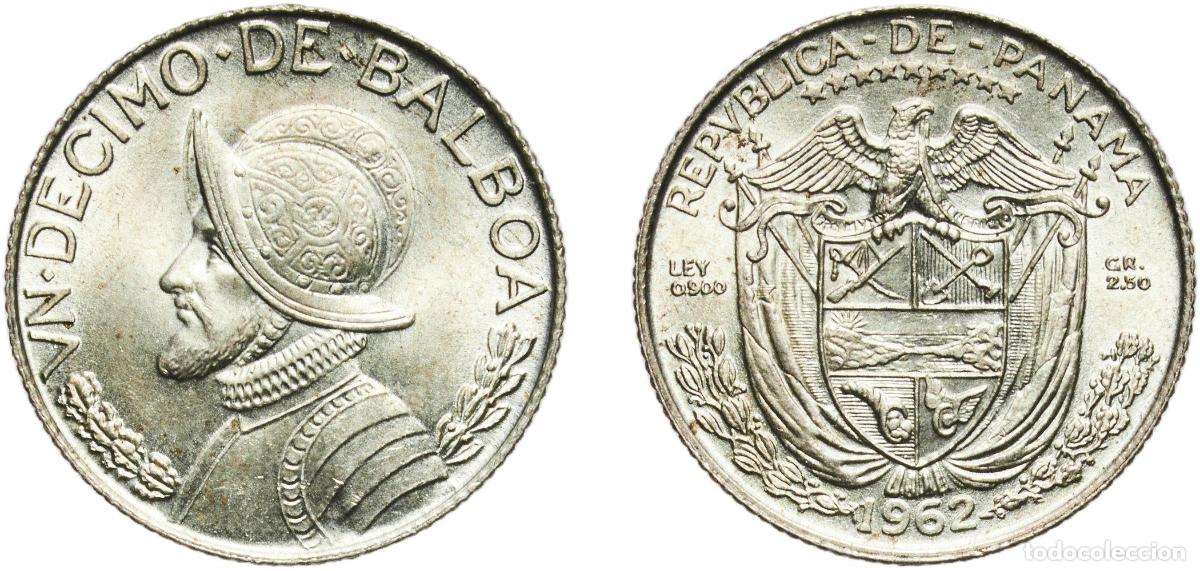 Monedas antiguas de Europa: Panama Republic 1962 ⅒ Balboa Silver (.900) (Copper .100) Royal Mint (Tower Hill) (5000000) 2.5g UN