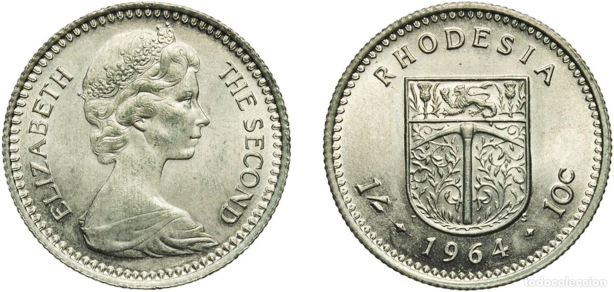 Monedas antiguas de Europa: Zimbabwe Rhodesia (1964-1979) British colony 1964 1 Shilling / 10 Cents - Elizabeth II (2nd portrai