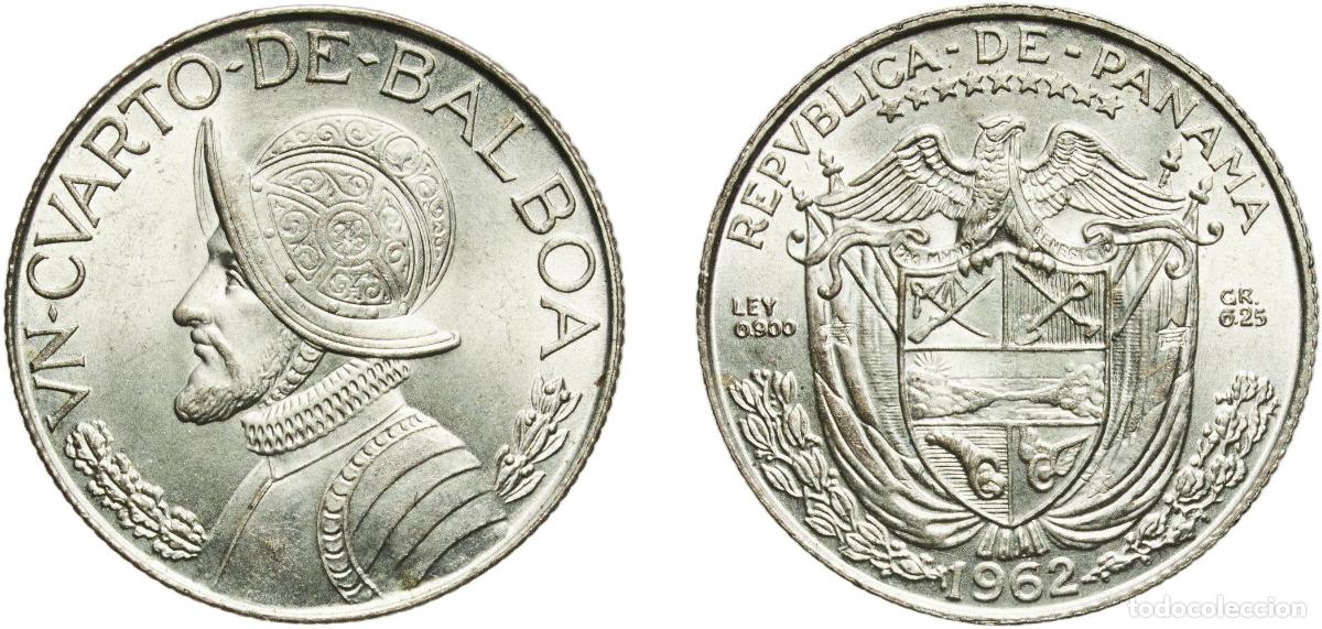 Monedas antiguas de Europa: Panama Republic 1962 &frac14; Balboa Silver (.900) (Copper .100) Royal Mint (Tower Hill) (4000000) 6.28g U