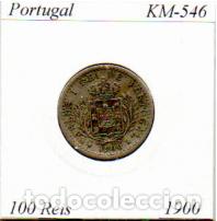 Monedas antiguas de Europa: PORTUGAL 1900, 100 REIS, KM-546. BC