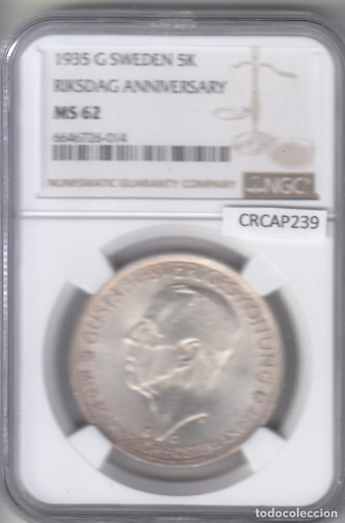 Monedas antiguas de Europa: CRCAP239 MONEDA SUECIA 5 KRONER 1935 MS 62