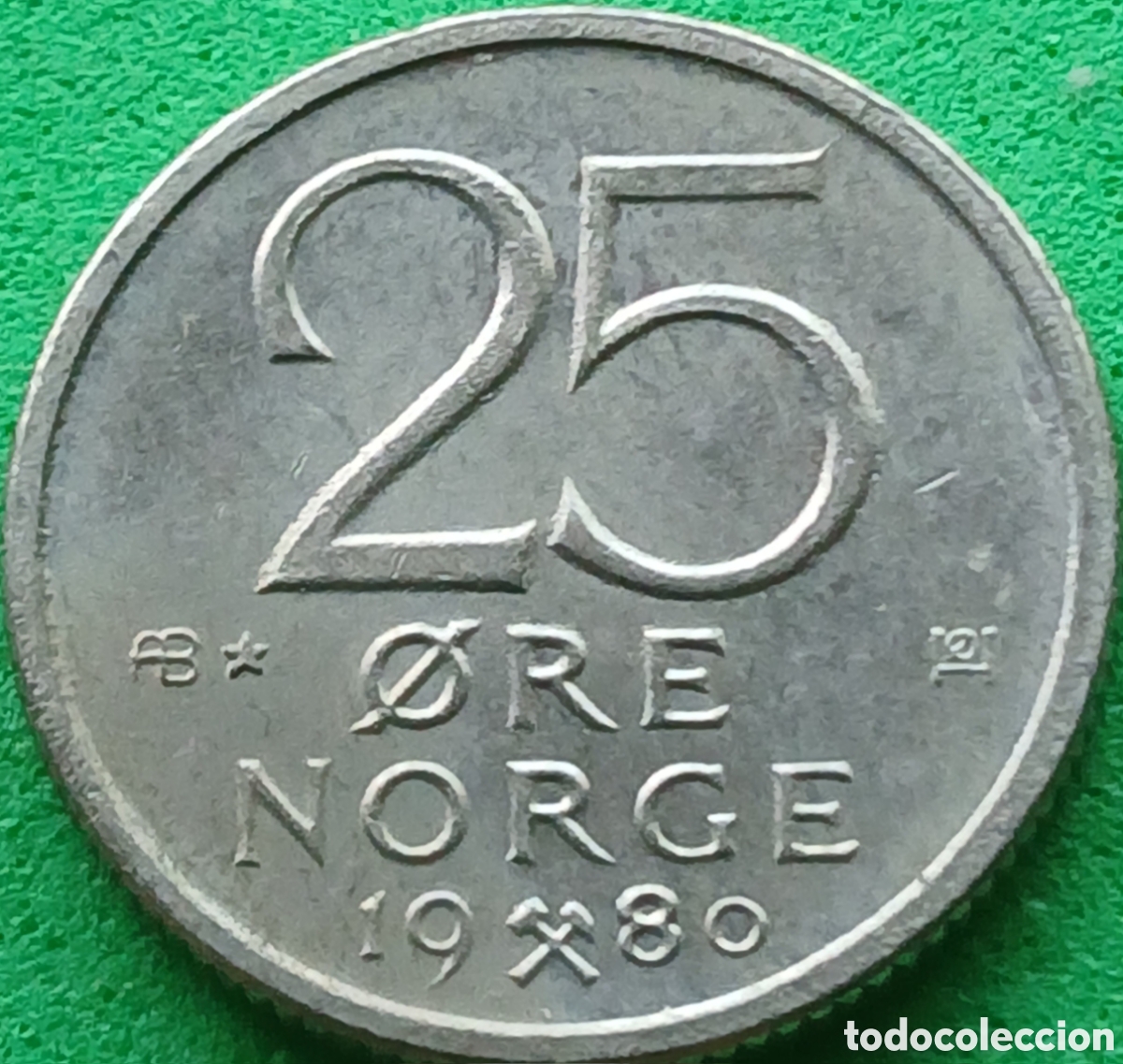 Monedas antiguas de Europa: Noruega 25 ore 1980 km#417 ceca &rdquo;AB*&rdquo;