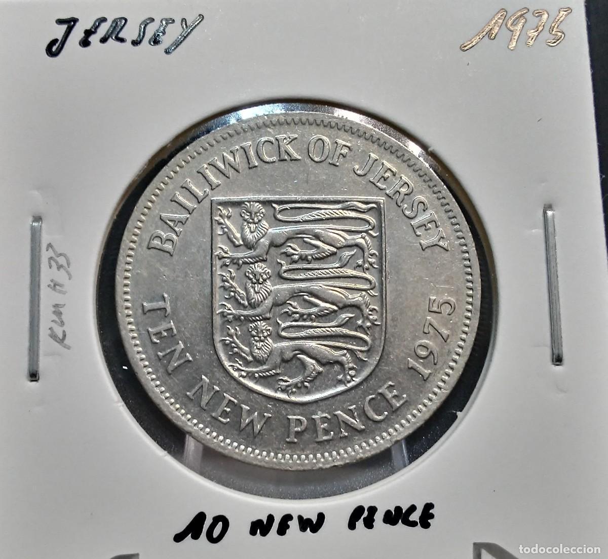 Monedas antiguas de Europa: JERSEY 10 NUEVOS PENIQUES / NEW PENCE 1975 KM#33 MBC.