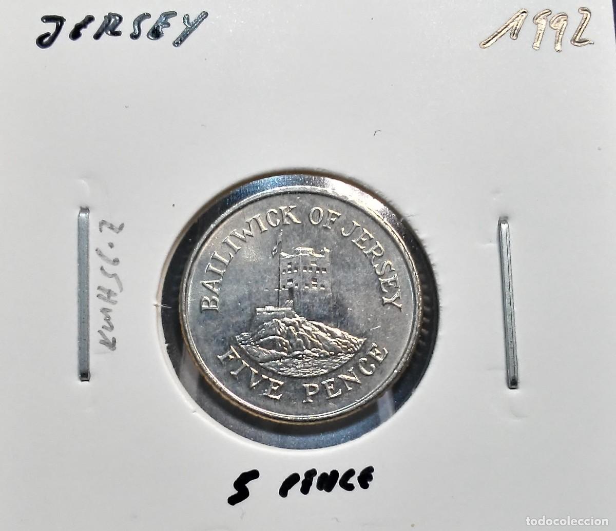 Monedas antiguas de Europa: JERSEY 5 PENIQUES / PENCE 1992 KM#56.2 EBC.