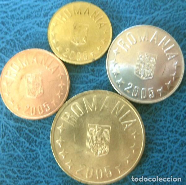 Monedas antiguas de Europa: Rumania, Set 4 monedas 2005: 1, 5, 10 y 50 Bani./ Sin Circular.