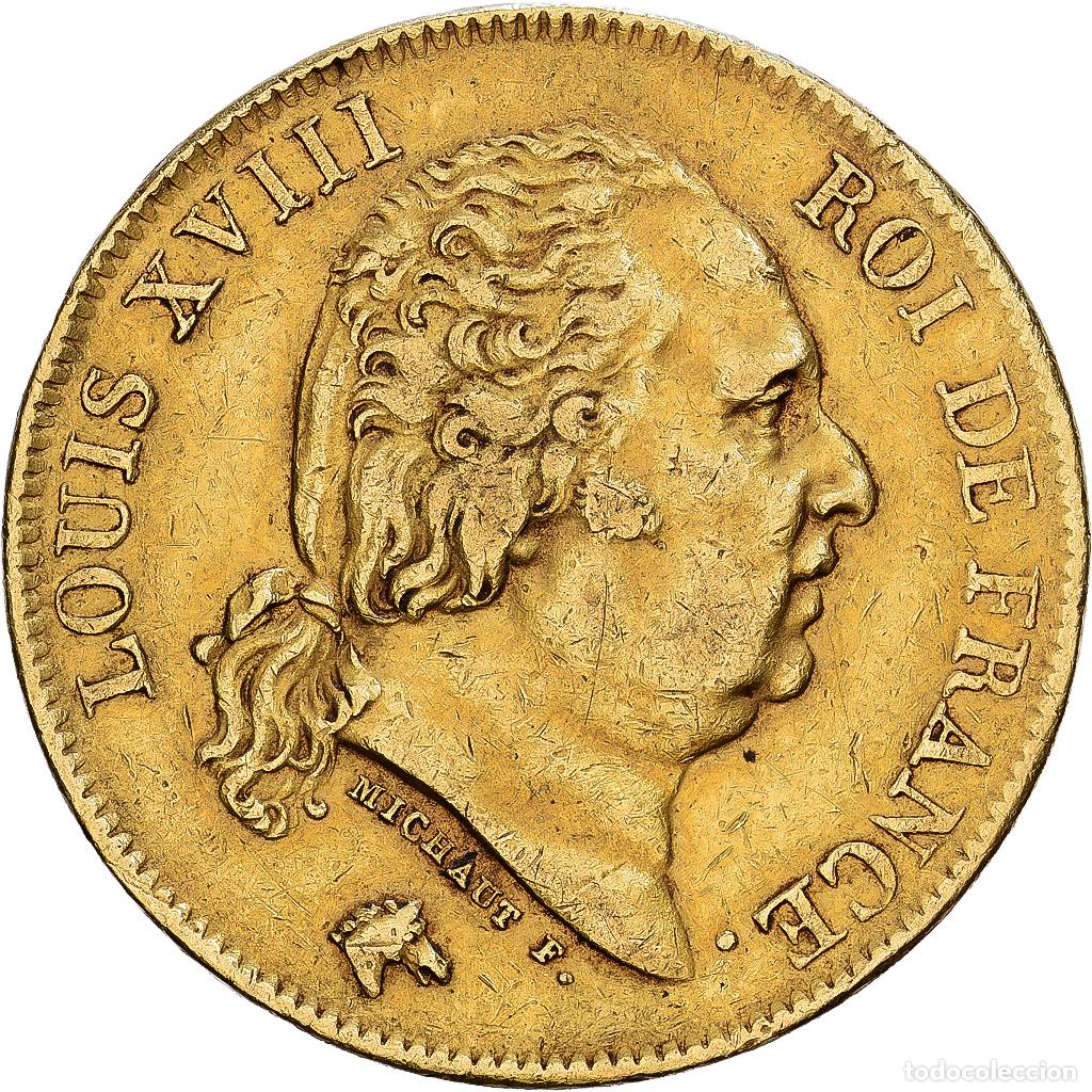 Monedas antiguas de Europa: [#139852] Francia, Louis XVIII, 40 Francs, 1816, Perpignan, Oro, MBC, Gadoury:1092