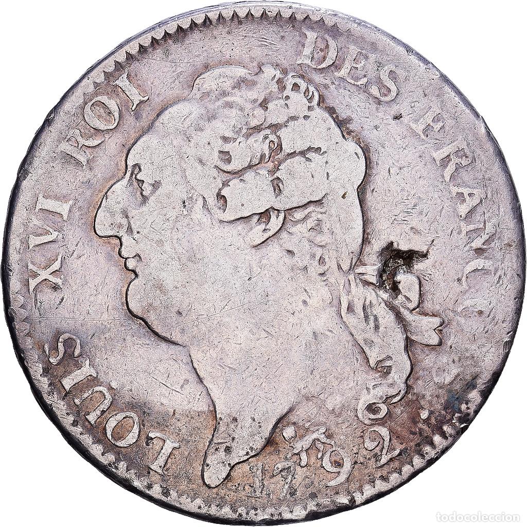 Monedas antiguas de Europa: [#139739] Francia, Louis XVI, &Eacute;cu de 6 livres fran&ccedil;ois, 1792, Paris, Plata, BC+