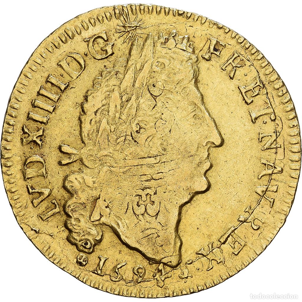 Monedas antiguas de Europa: [#139850] Francia, Louis XIV, Louis d'or au 4 L, 1694, Montpellier, reformed, Oro, BC+