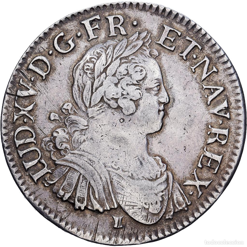 Monedas antiguas de Europa: [#139923] Francia, Louis XV, Ecu aux 8 L, 1725, Rennes, Plata, MBC+, Gadoury:320