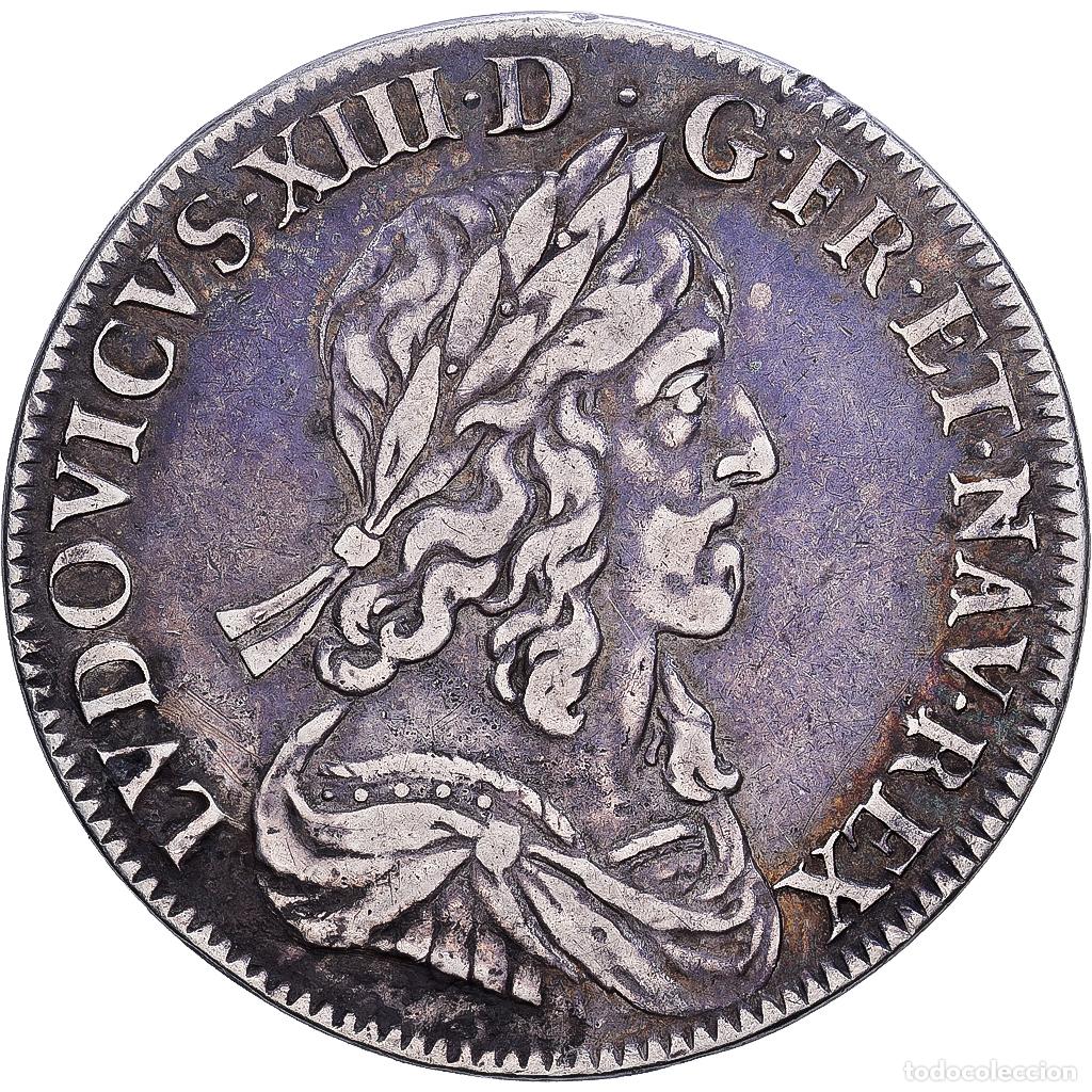 Monedas antiguas de Europa: [#139847] Francia, Louis XIII, 1/2 &Eacute;cu, 2&egrave;me poin&ccedil;on de Warin, 1643, Paris, Plata, MBC