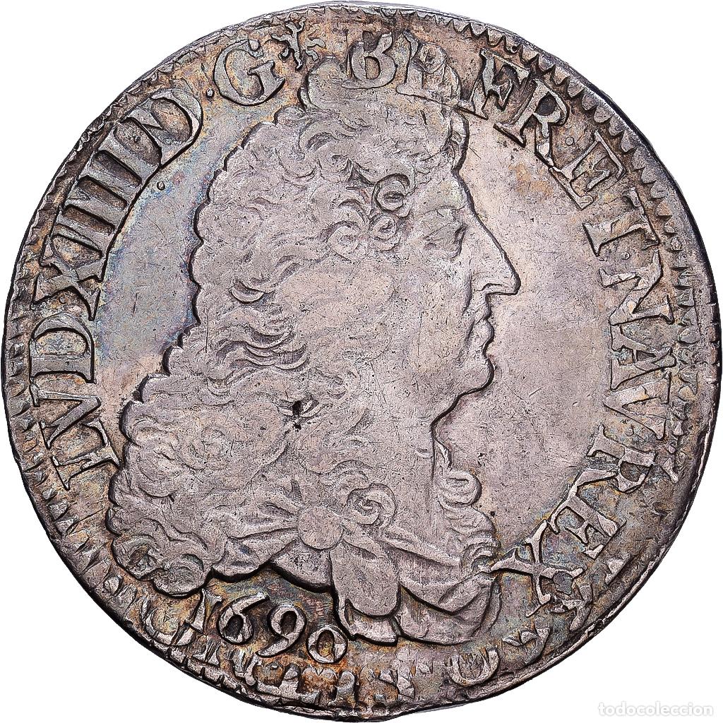 Monedas antiguas de Europa: [#982512] Francia, Louis XIV, Ecu aux 8 L, 1690, Paris, Plata, MBC, Gadoury:216
