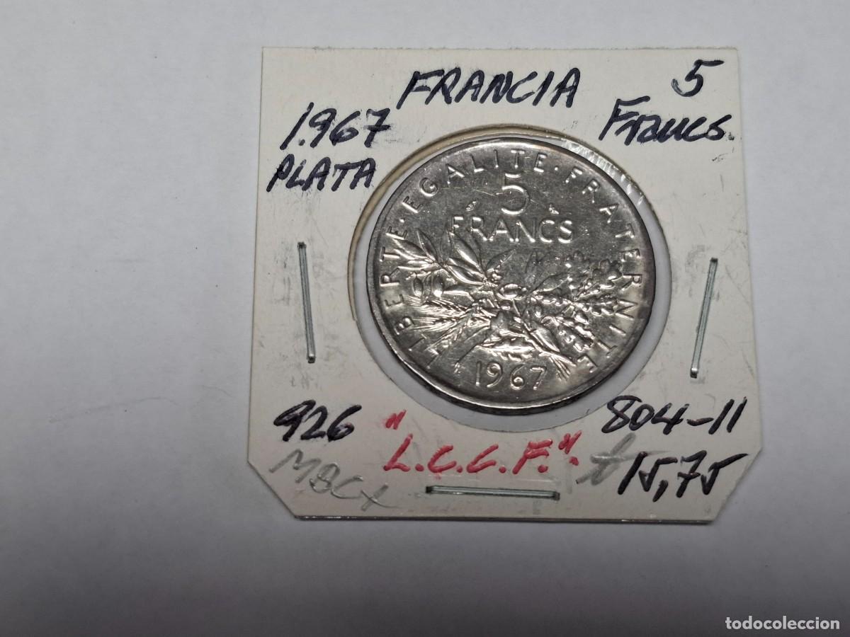 Monedas antiguas de Europa: 5 FRANCOS de PLATA de 1967 KM 926 FRANCIA en MBC+