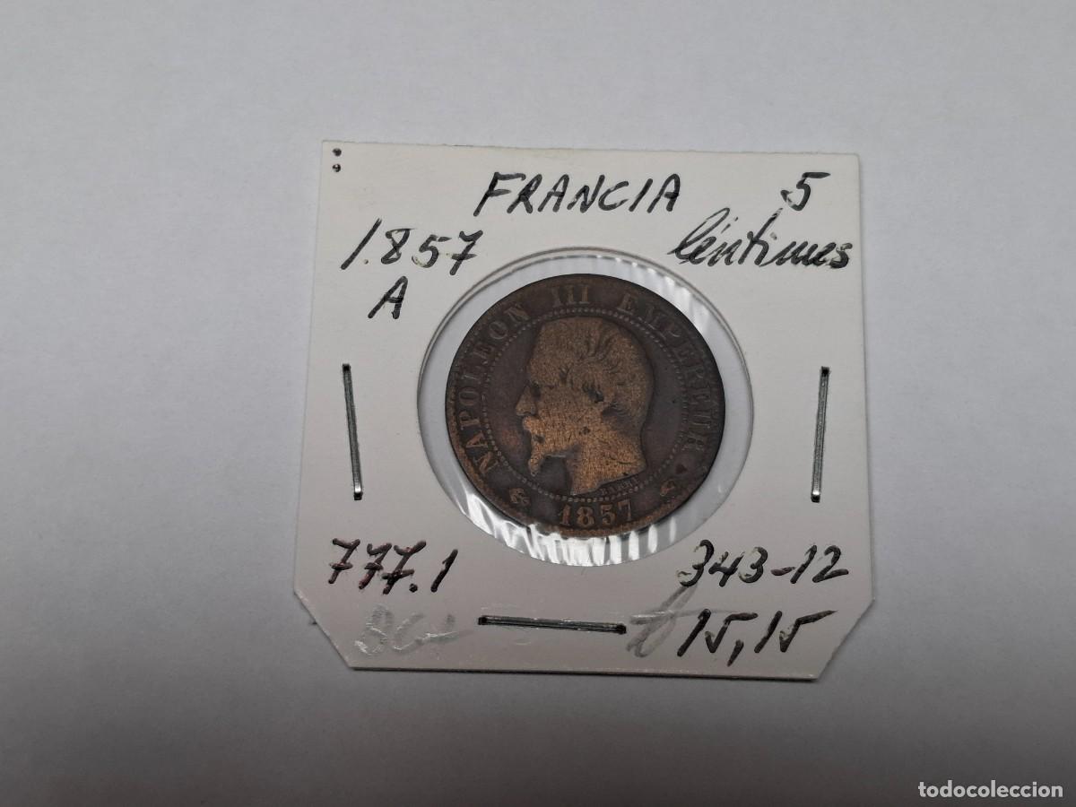 Monedas antiguas de Europa: 5 CENTIMOS de 1857 A KM 777.1 FRANCIA en BC+