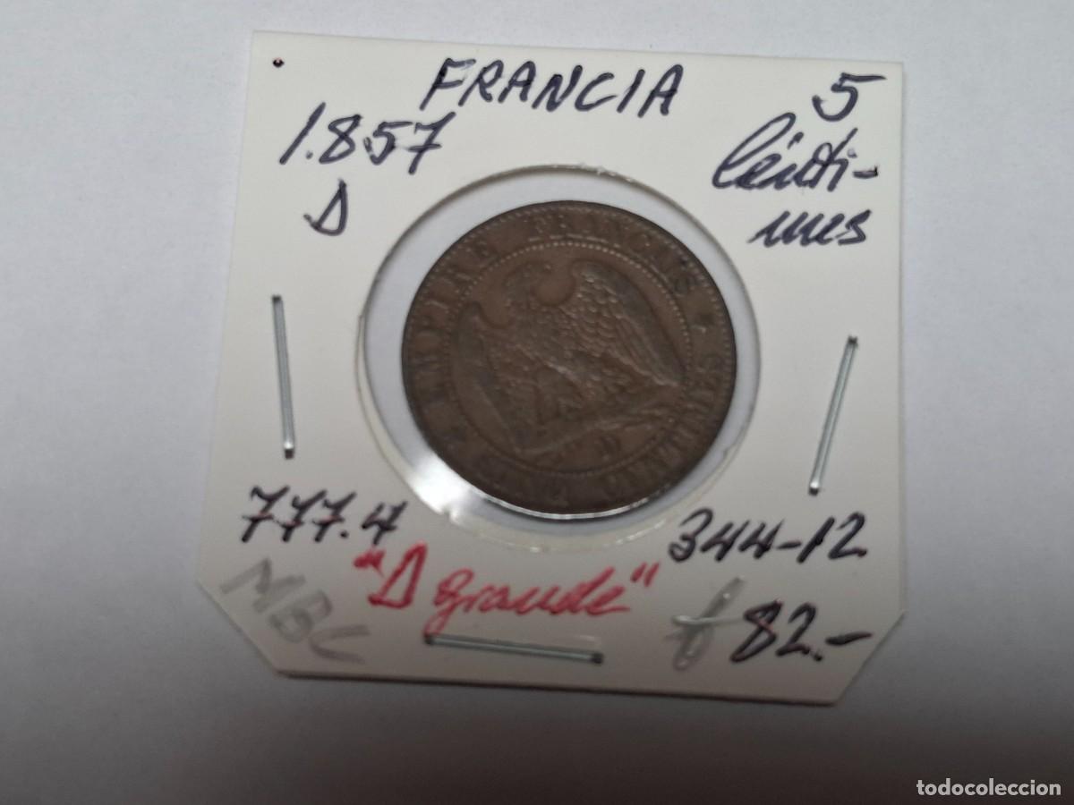 Monedas antiguas de Europa: 5 CENTIMOS de 1857 D KM 777.4 FRANCIA en MBC
