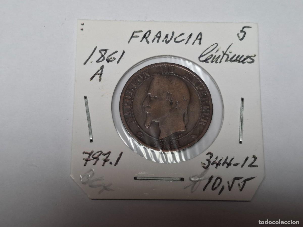 Monedas antiguas de Europa: 5 CENTIMOS de 1861 A KM 797.1 FRANCIA en BC+