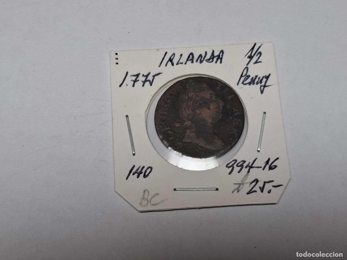 Monedas antiguas de Europa: 1/2 PENNY de 1775 KM 140 IRLANDA en BC