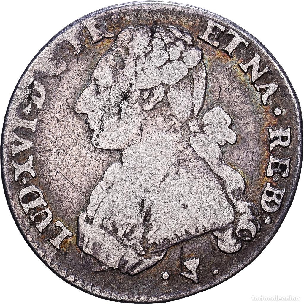 Monedas antiguas de Europa: [#139848] Francia, Louis XVI, 1/5 &Eacute;cu aux branches d'olivier, 1777, Pau, Plata, BC+