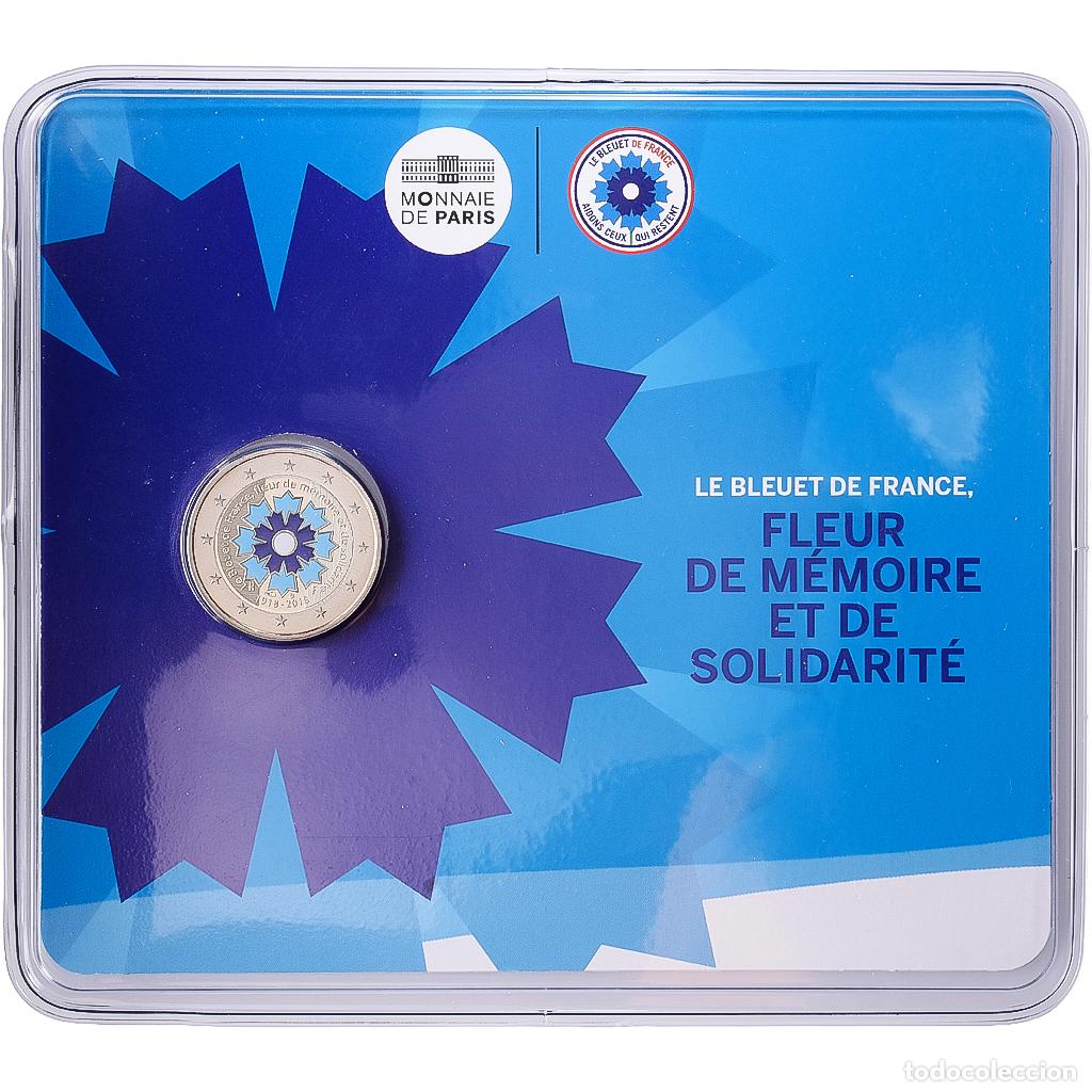Monedas antiguas de Europa: [#139940] Francia, 2 Euro, bleuet de France, BU, coloris&eacute;e, 2018, MDP, Bimet&aacute;lico, FDC