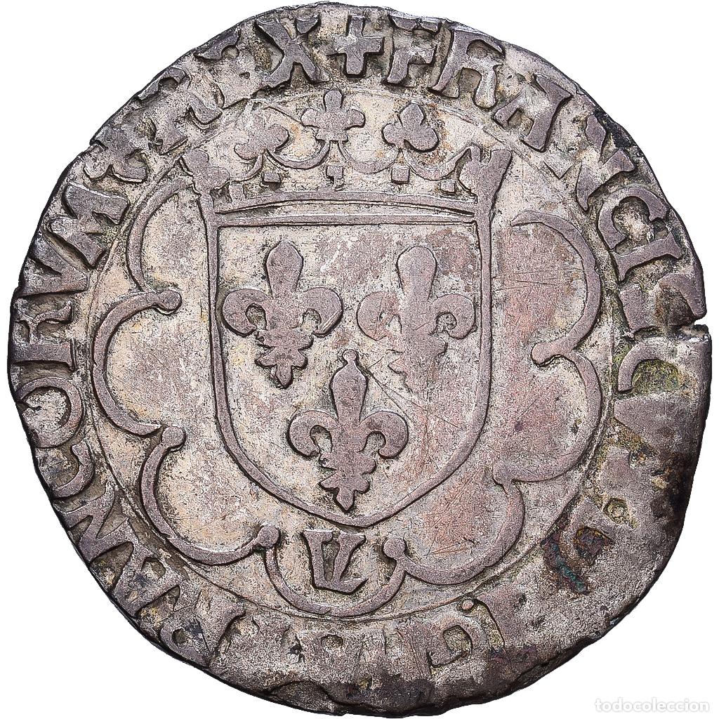 Monedas antiguas de Europa: [#139904] Francia, Fran&ccedil;ois Ier, Douzain &agrave; la croisette, 1540-1547, Bourges, Vell&oacute;n