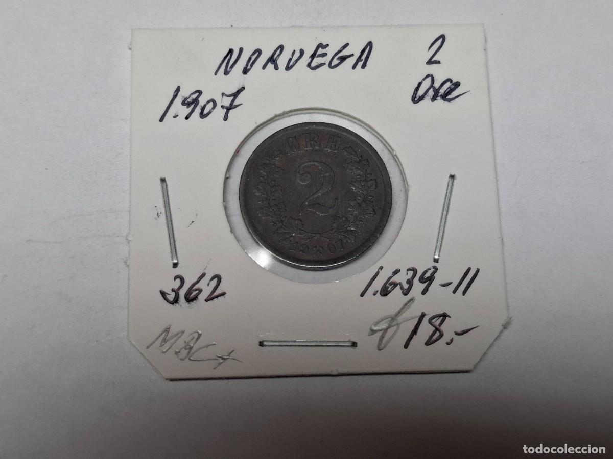 Monedas antiguas de Europa: 2 ORE de 1907 KM 362 NORUEGA en MBC+