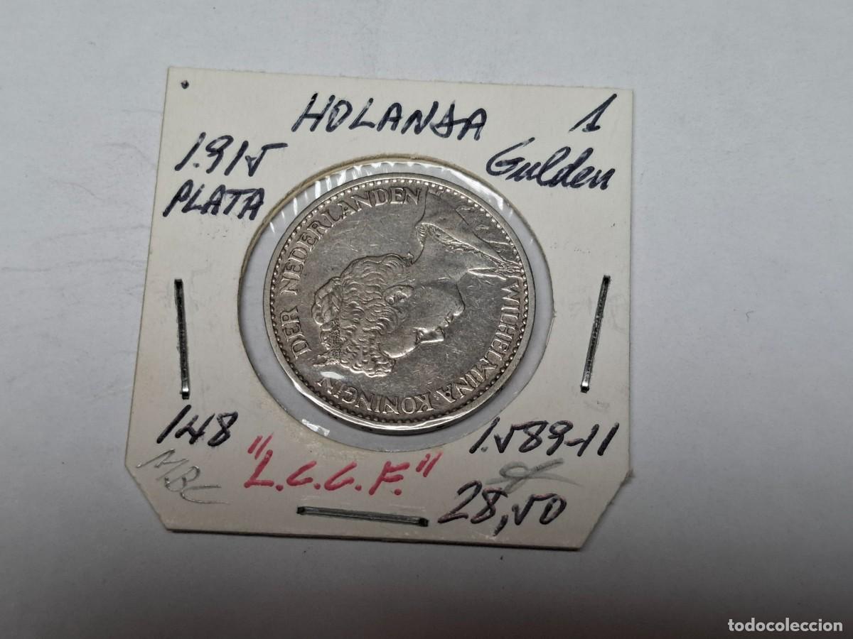 Monedas antiguas de Europa: 1 GULDEN de PLATA de 1915 KM 148 HOLANDA en MBC